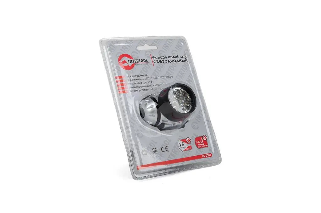 Ліхтар налобний на батарейках Intertool 19 LED LB-0301 - фото 5