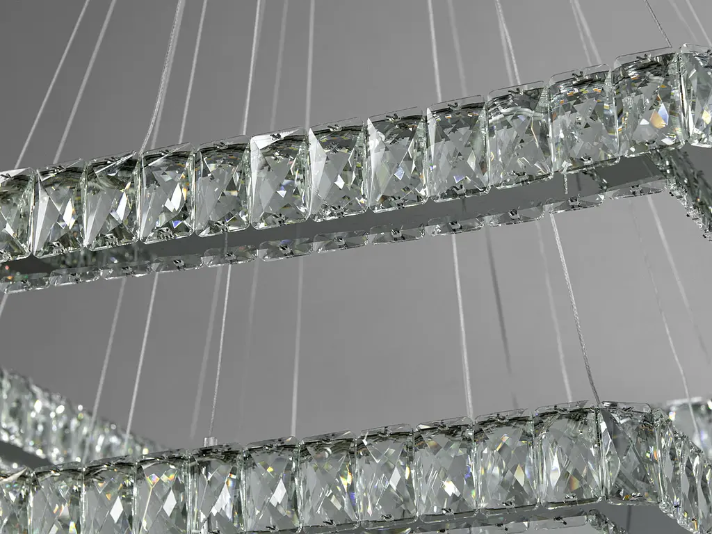 Люстра стельова LED Diasha 7220-9A/650+500+340HR 110W, хром, кристалічний плафон, 65 см, сучасний стиль для дому - фото 5