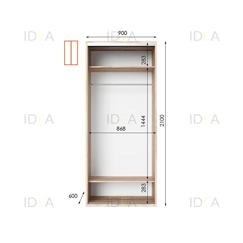 Шафа-купе Idea серія 9 90 x 60 x 210 см Дуб сонома Дзеркало - фото 2