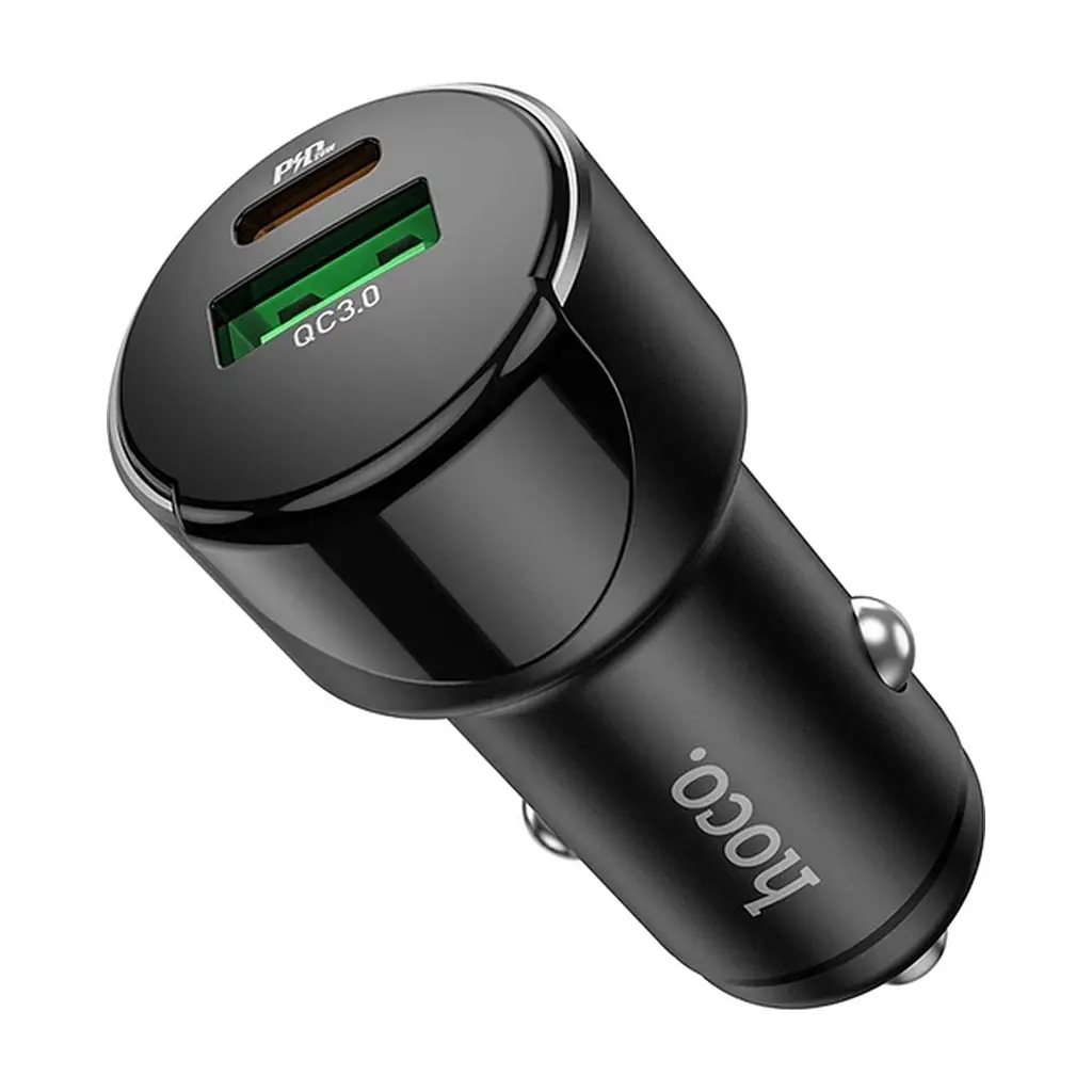 Зарядний пристрій HOCO 1xUSB-C PD20W + 1xUSB QC3.0 car adapter Z42 black (6931474742544) - фото 3