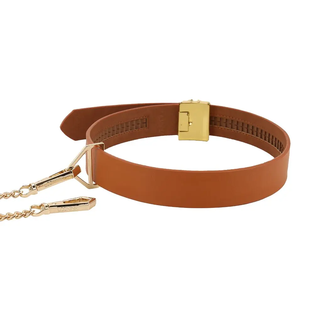 БДСМ-набір LOCKINK Bondage & Restraint Set, коричневий, натуральна шкіра, фіксатори, маска, кляп - фото 4