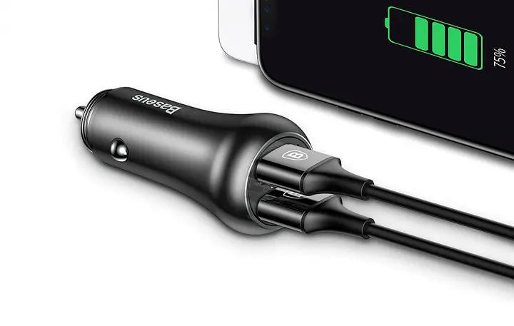 Автомобільний зарядний пристрій Baseus Gentry 2USB QC3.0 4.2A CCALL-GC01 Black - фото 4