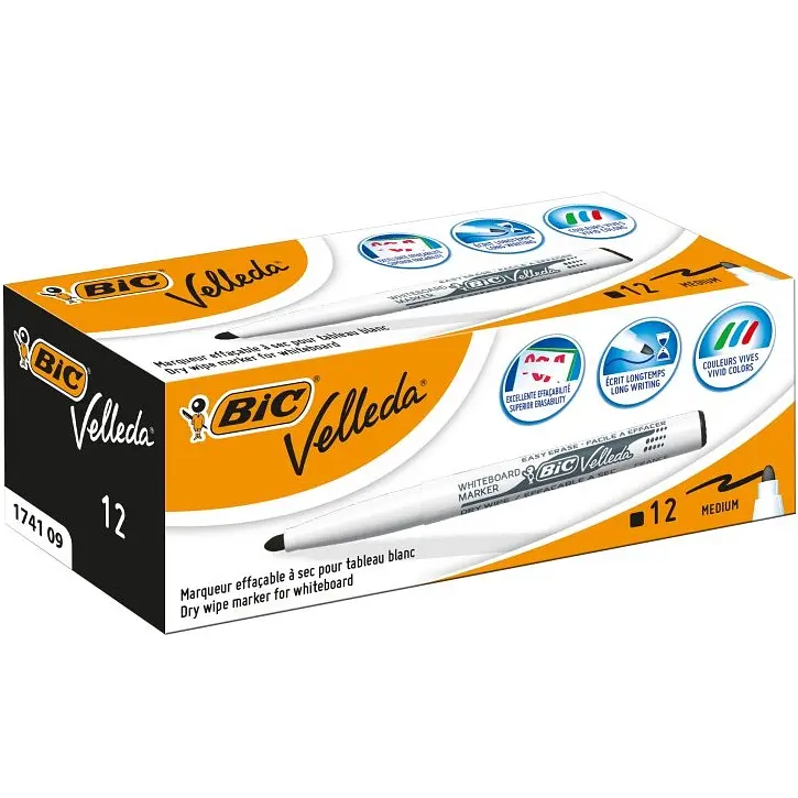 Маркеры для досок BIC Velleda 1741 1.6 мм 12 шт. черные (9581711) - фото 5