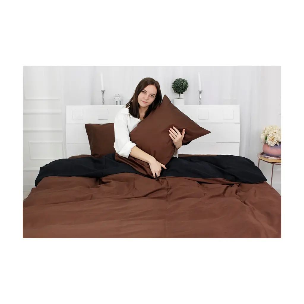 Постільна білизна MirSon Сатин Premium Dark Chocolate 0211+0055 2х160х220 (2200001718579) - фото 4