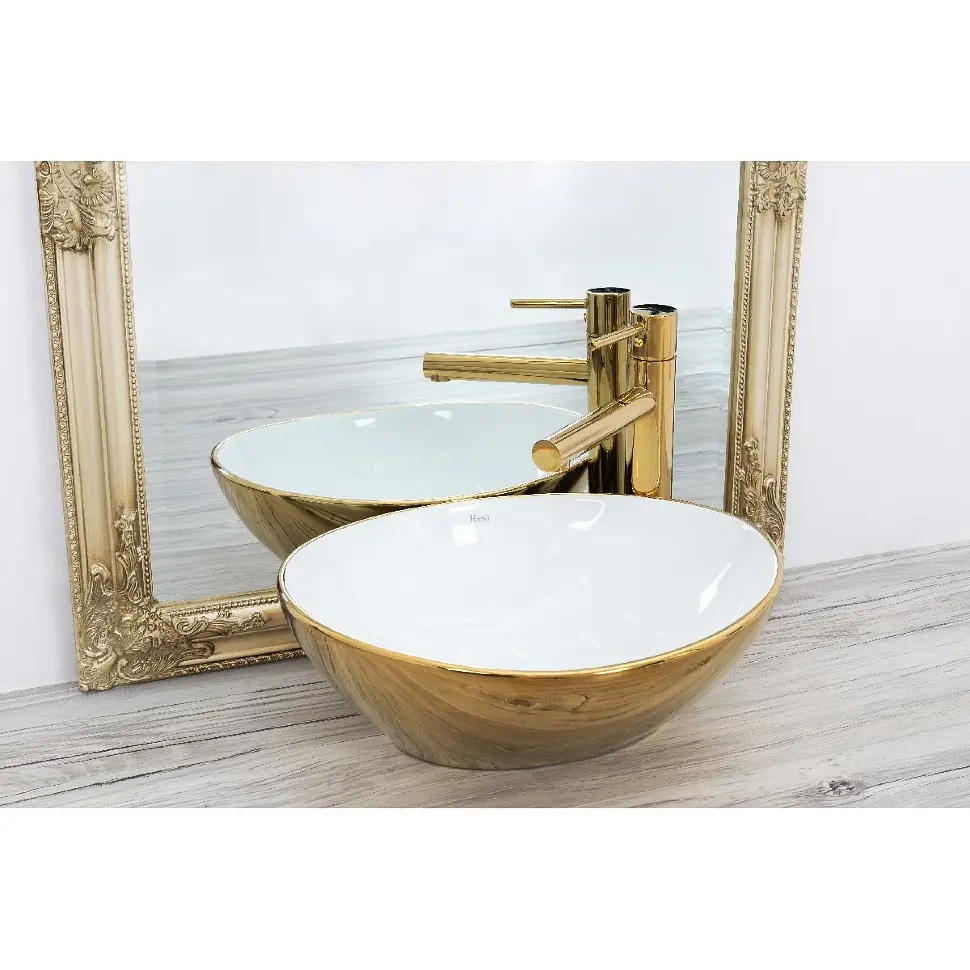 Умивальник Rea Sofia 34,5x40,9 gold/white (REA-U0456) - фото 4