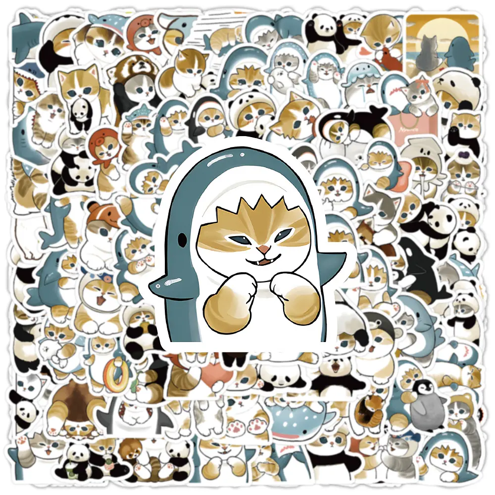 Стікерпак Котики Акули Набір наклейок GeekLand Cats Shark 100 штук - фото 5
