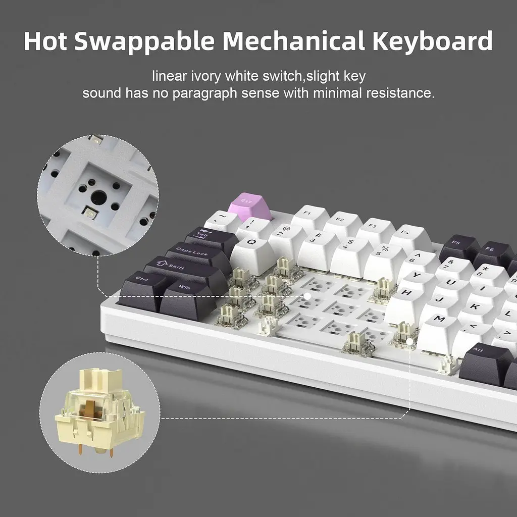 Клавиатура MageGee Light 87 USB Ivory White Switch Purple Jade (6971969728745-UA) - фото 6