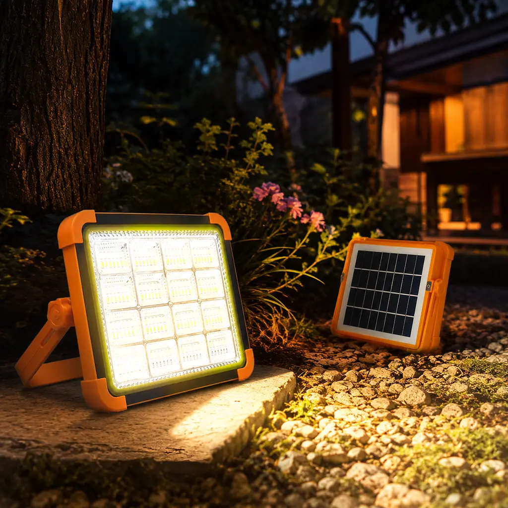 Акумуляторний прожектор PowerBank із сонячною панеллю / Світлодіодний Solar LED ліхтар 2400mAh - фото 2