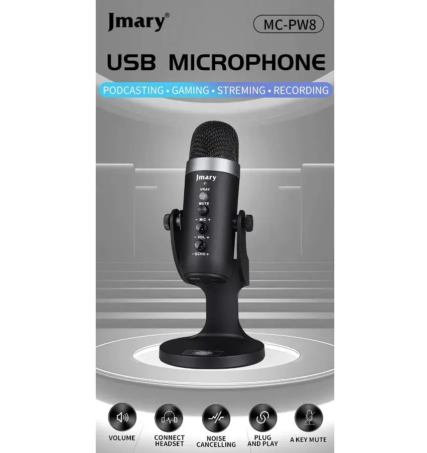 Професійний студійний конденсаторний мікрофон Jmary MCPW8 USB Black - фото 9
