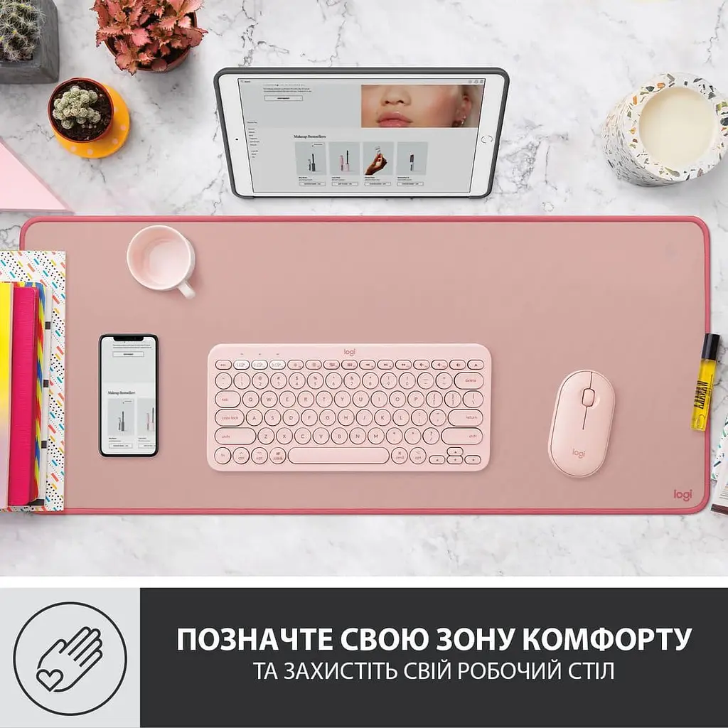 Ігрова поверхня Logitech Desk Mat Studio Series Darker Rose (956-000053) - фото 2