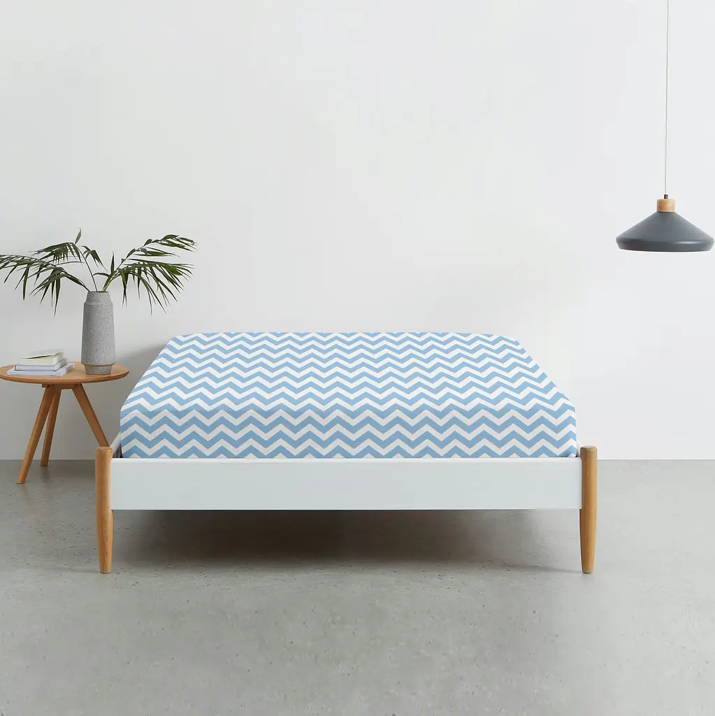 Простынь Cosas на резинке в детскую кроватку 60х120 blue zigzag, голубой (Зиг_голуб_1) - фото 2