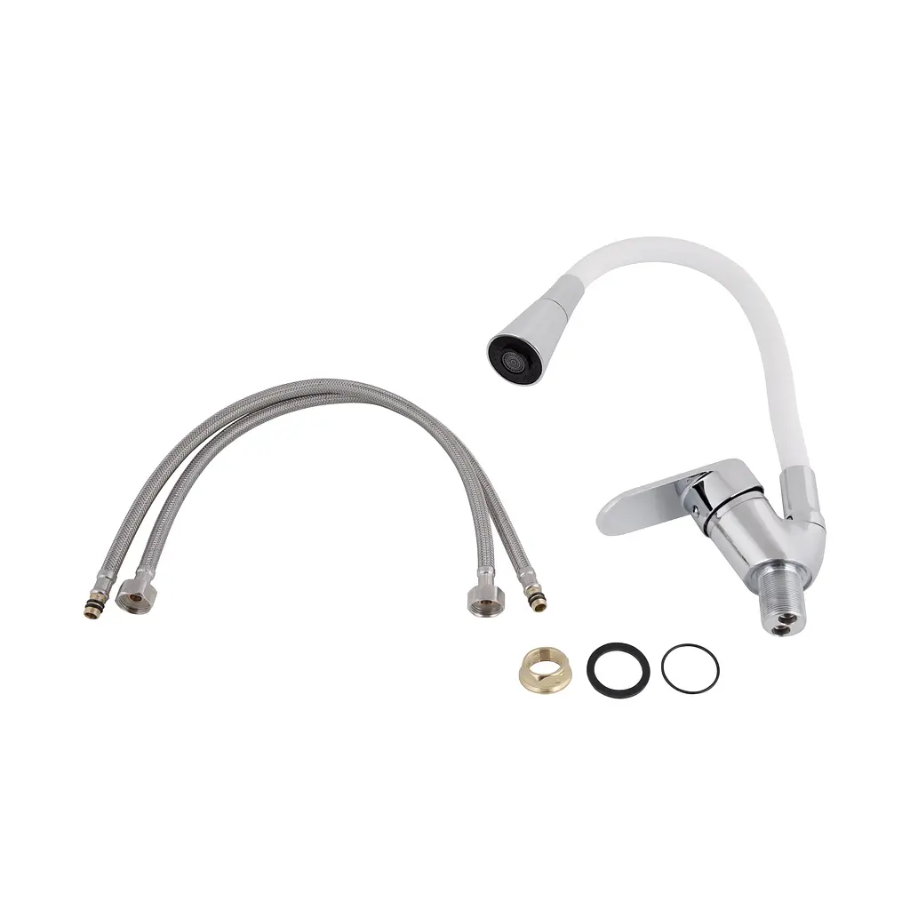 Змішувач для кухні Lidz Tani 008F3 з гнучким виливом (k40) LDTAN008F3WCR37037 White / Chrome - фото 5