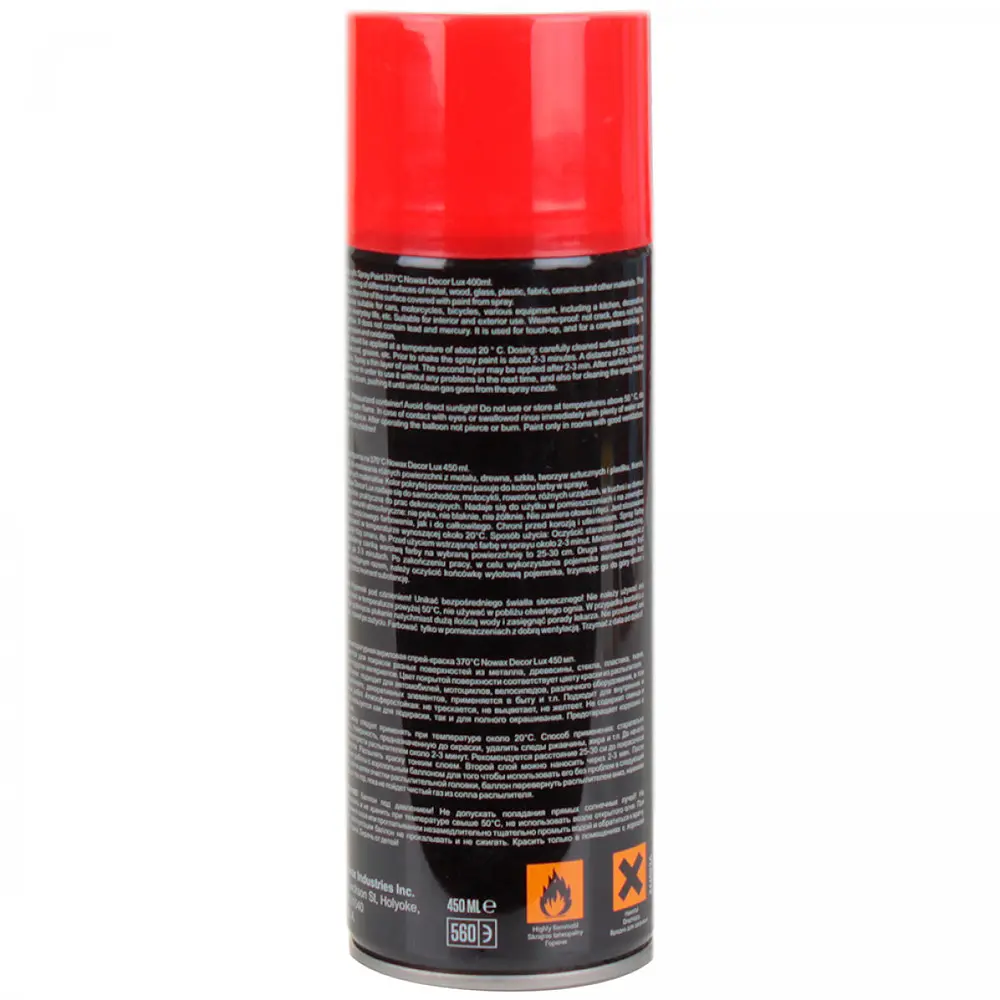 Акрилова високотемпературна фарба Nowax 370° Спрей 450 мл Червона (flame red/ral3000) - фото 3