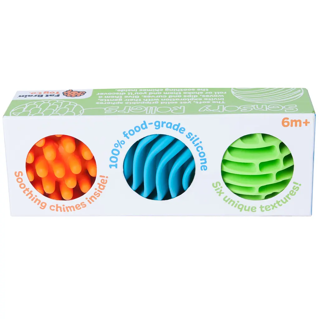 Прорезыватель-погремушка Fat Brain Toys Sensory Rollers Сенсорные шары 3 шт. (F161ML) - фото 3