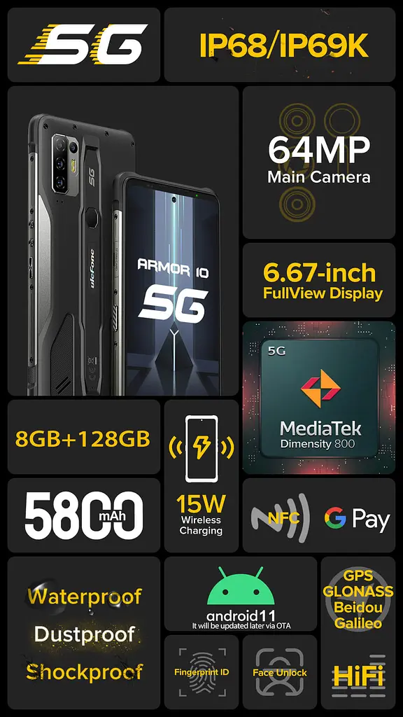 Смартфон Ulefone Armor 10 5G 8/128Gb Black [65296] - фото 3
