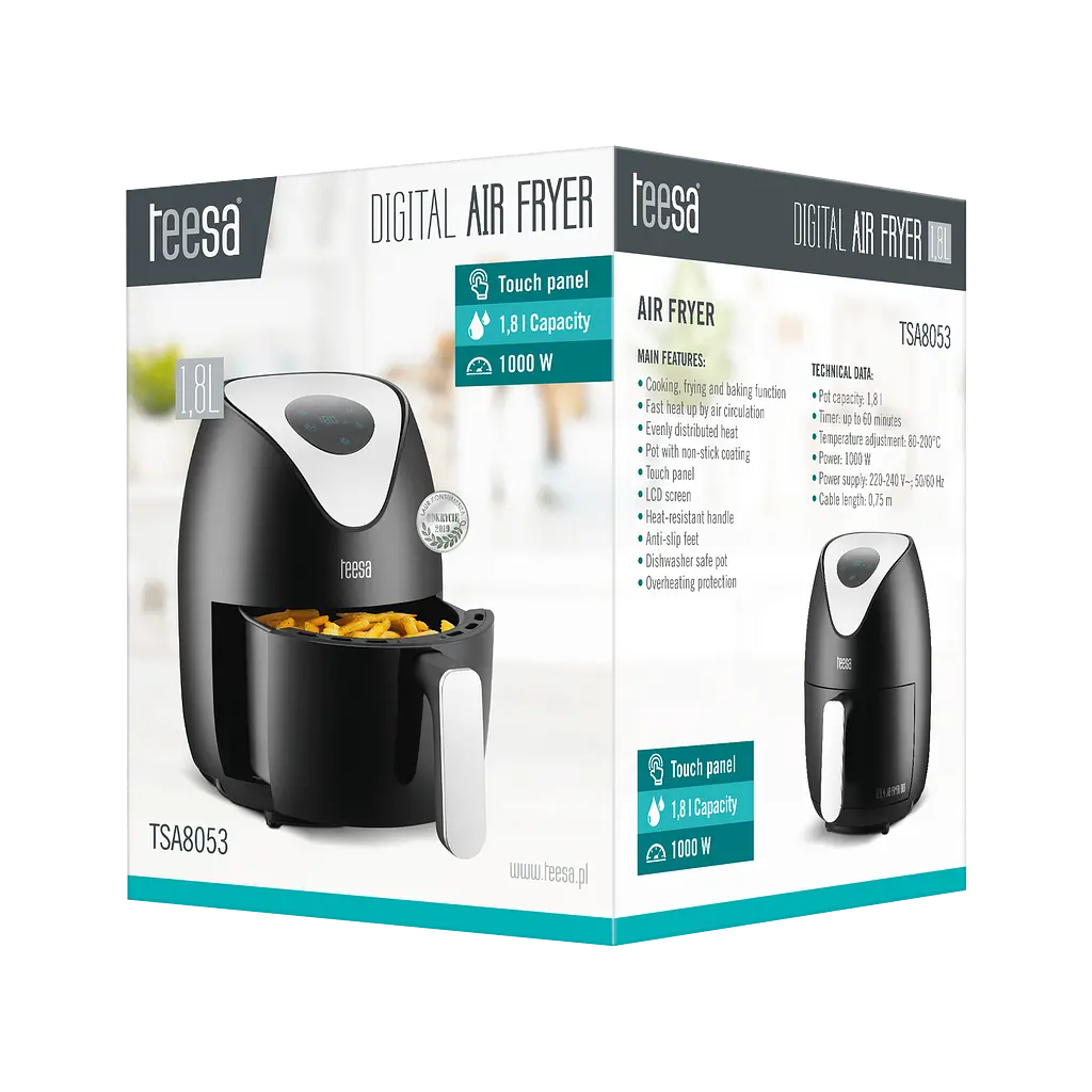 Аэрогриль аэрофритюрница TEESA DIGITAL AIR FRYER 1,8L - фото 5