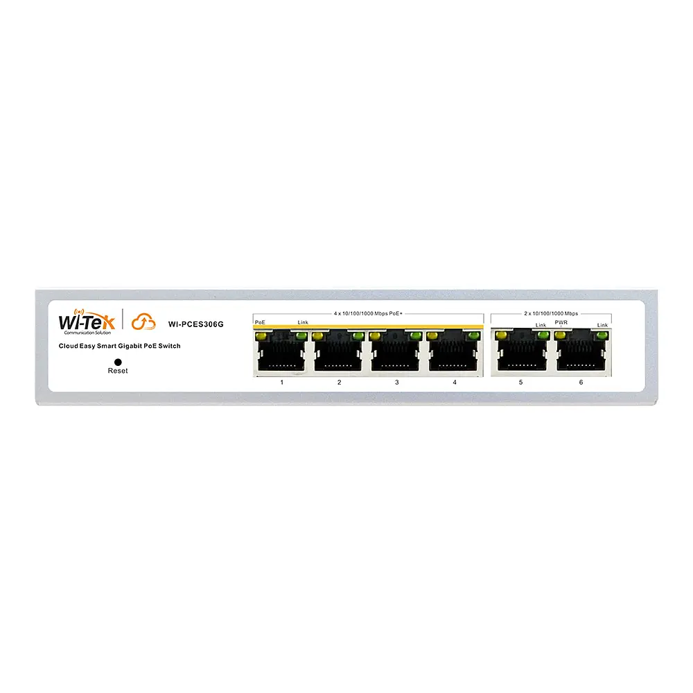 PoE-комутатор 6-портовий керований Wi-Tek WI-PCES306G V2 гігабітний, 4x1000Mbps PoE+, 2x1000Mbps Uplink, 60W, Cloud, ONVIF (73-00251) - фото 4
