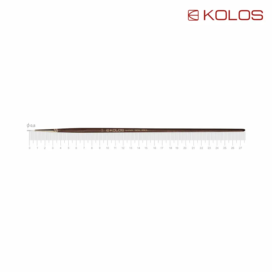 Кисть синтетика круглая Snow 1098R №000 длинная ручка Kolos - фото 4
