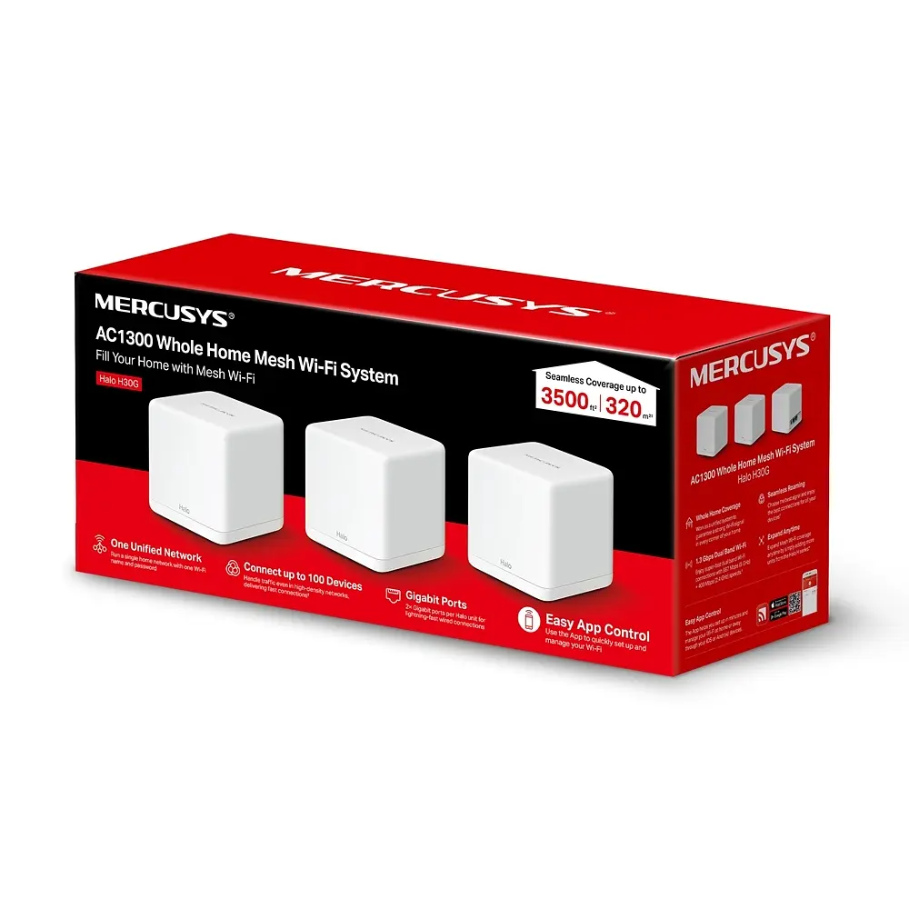 Система WiFi-Mesh Halo H30 AC1300, 2xGE LAN/WAN, 3мод Mercusys teh0017197 - фото 7