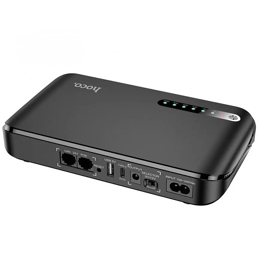 ИБП UPS для роутера Hoco DB62 UPS 20000mAh/18W/1USB/1TypeC/5/9/12v/POE 15-24V/LED black - фото 2