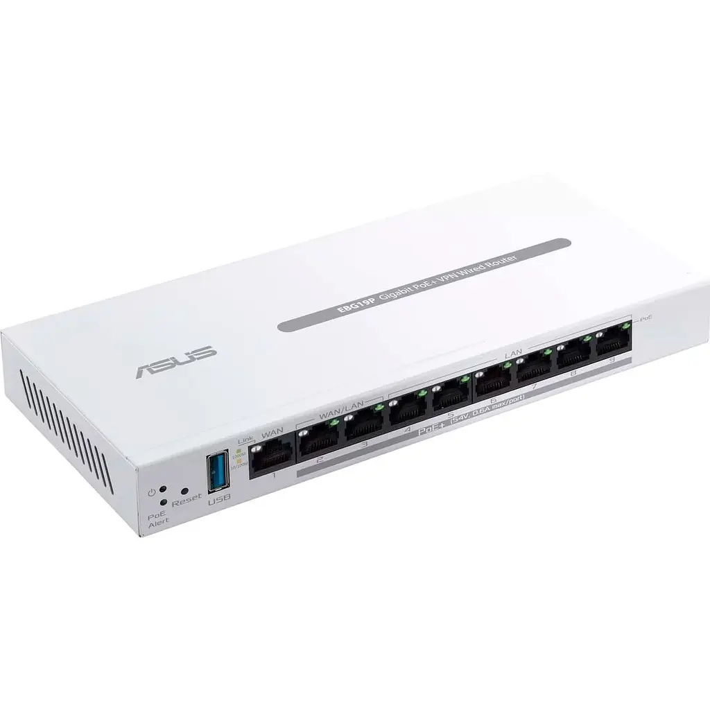 Комутатор ASUS ExpertWiFi EBG19P 8xGE LAN (8xPoE), 1xGE WAN, 1xUSB 3.2, 123W, BT (90IG08C0-MO3B00) - фото 3