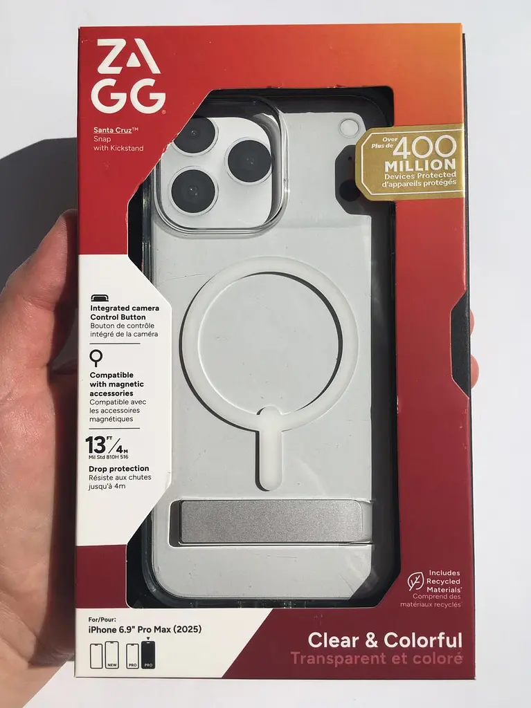 Чохол протиударний ZAGG Gear4 Santa Cruz MagSafe KS Clear Case для iPhone 17 Pro Max Прозорий із підставкою - фото 2