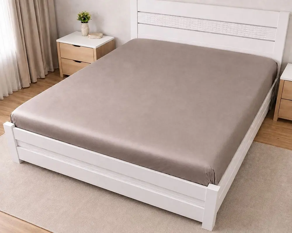 Простирадло на резинці LARA сатин LUX dp13256 COFFEE 160х200+25 см - фото 2