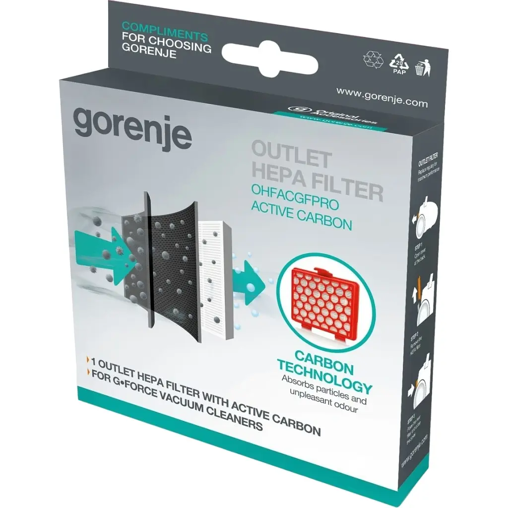 Фільтр до пилососу Gorenje HEPA-фільтр з активним вугіллям (OHFACGFPRO) - фото 4
