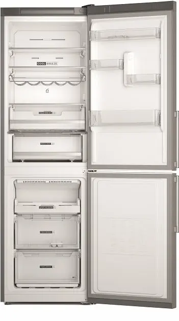 Холодильник Whirlpool з нижньою морозильною камерою W7X82OOXH 231 л 104 л 2 двері А++ NF нержавіюча сталь (W7X82OOXH) - фото 2