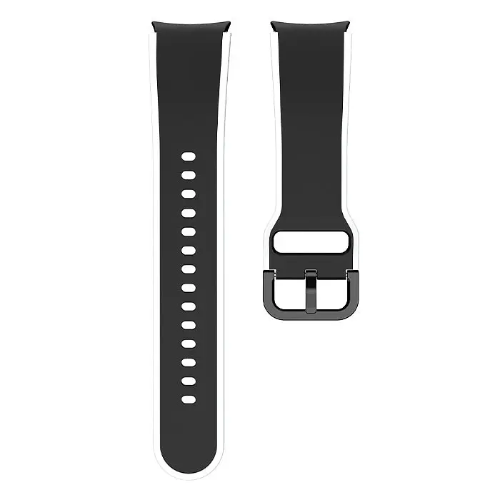 Ремешок для Samsung Galaxy Watch 4 Classic 46mm - черно-белый ширина крепления 20мм силикон размер L Watchbands Double Line (W12-6WB40011930) - фото 3