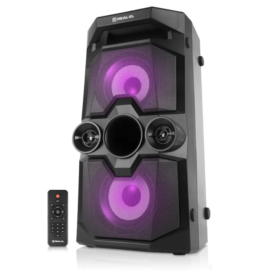 Портативна колонка бумбокс Real-El RX771 Boombox 50W Bluetooth TWS, Караоке, RGB, Чорний - фото 5