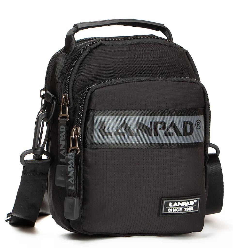 Тканинна чоловіча сумка Lanpad LAN82005 Чорний - фото 7