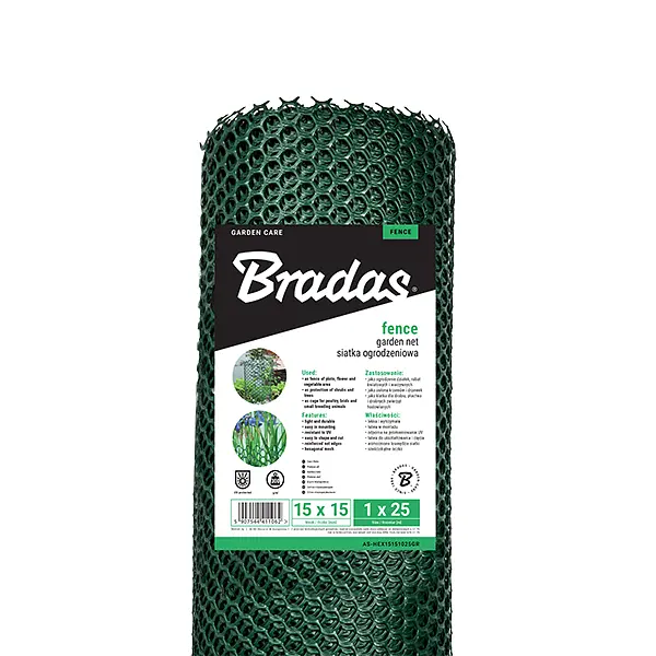 Сетка ограждающая Bradas садовая 15х15 мм 300 г/м² 1x25 м AS-HEX15151025GR  - фото 3