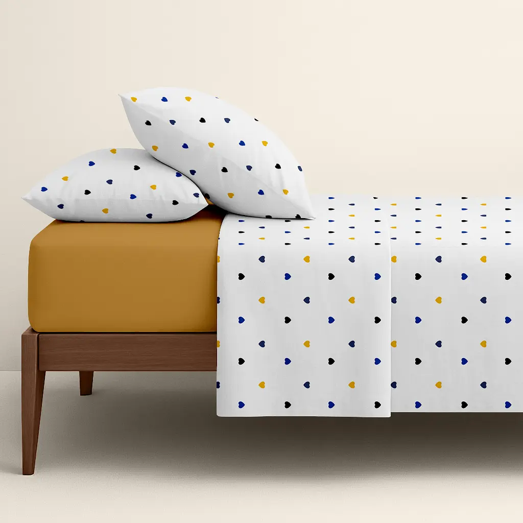 Комплект постільної білизни Cosas Brave love CS4 Сімейний синій (BraveLove_El180x30-16Mustard_160x2) - фото 2