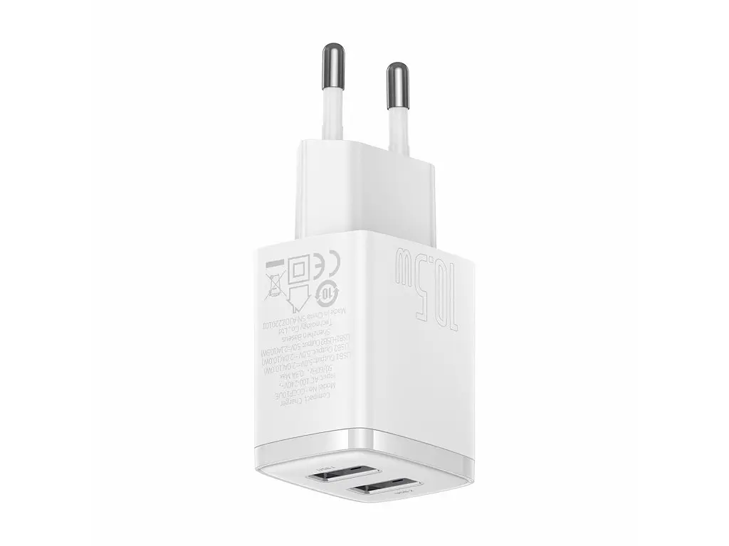 Мережевий зарядний пристрій Baseus Compact Charger 2U 10.5W White (CCXJ010202) [74462] - фото 3
