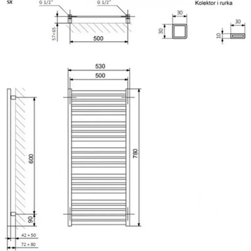 Сушарка для рушників Terma 780х530 Marlin (WGMAR078053K916SX) - фото 3