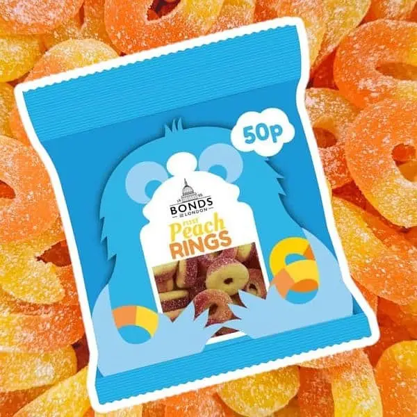 Цукерки желейні Bonds Fizzy Peach Rings Treat Bags 50g - фото 2