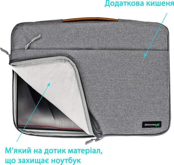 Чохол для ноутбука Grand-X SLX-15G 15" Grey - фото 5