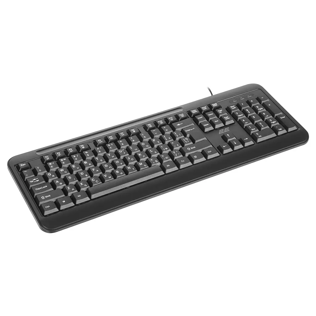 Клавіатура мембранна USB 2E KM-1040 Black, 104key, USB-A, EN/UK - фото 2