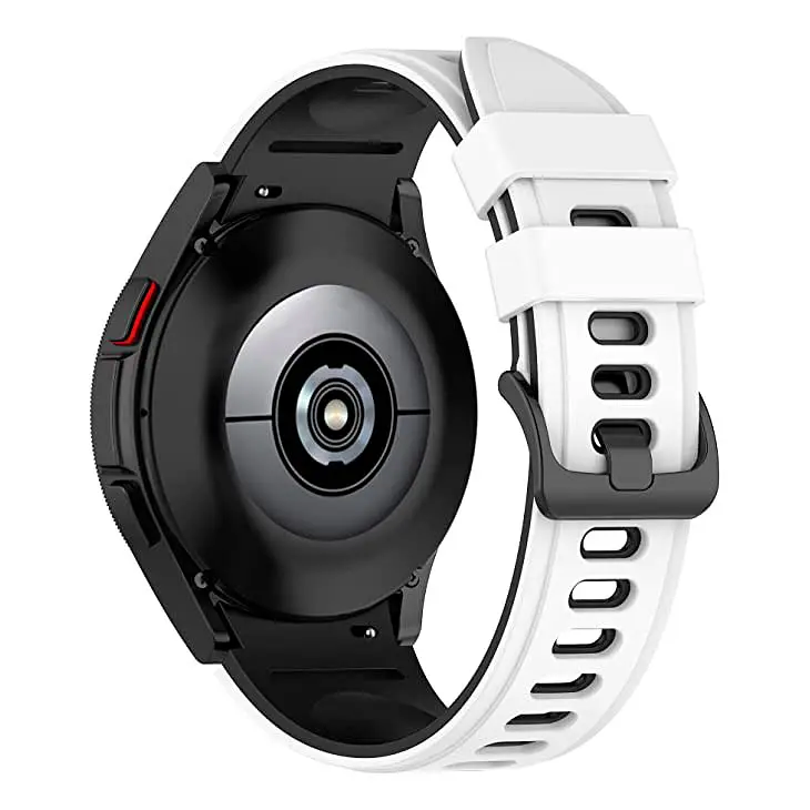 Ремінець для Samsung Galaxy Watch 4 40mm - біло-чорний ширина кріплення 20мм силікон Watchbands Ricco (W19-4WB39441171) - фото 2