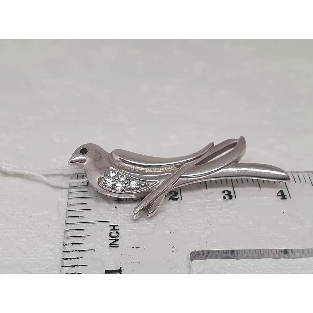 Срібна брошка Ірій Пташка з фіанітами. 9518 - фото 4