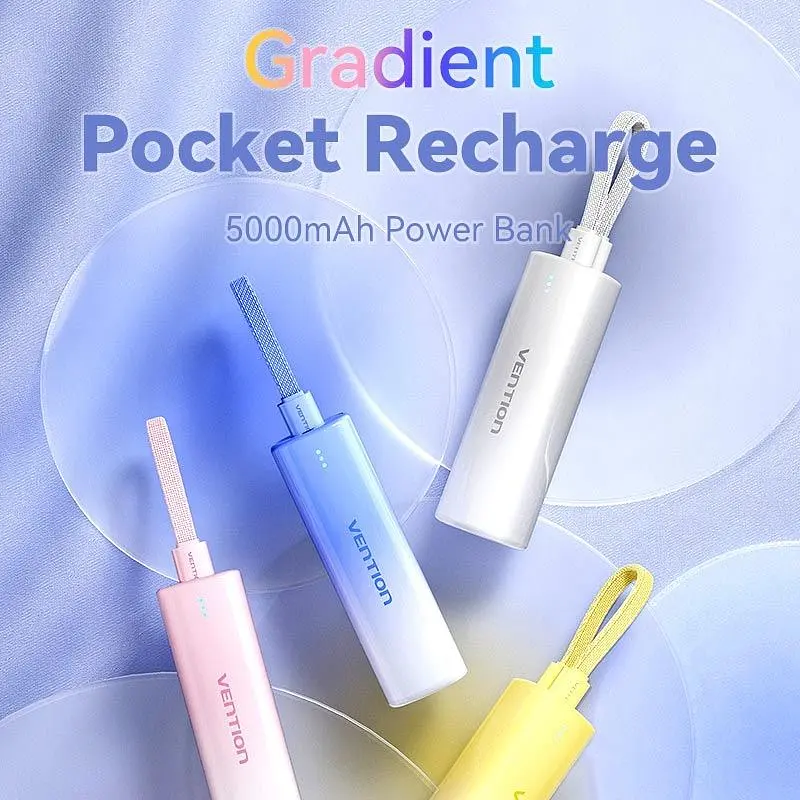 Універсальна мобільна батарея Vention 5000mAh 20W PD USB-C In/Out Lightning In/Out with cable Gradient Blue (FHWL0) - фото 5