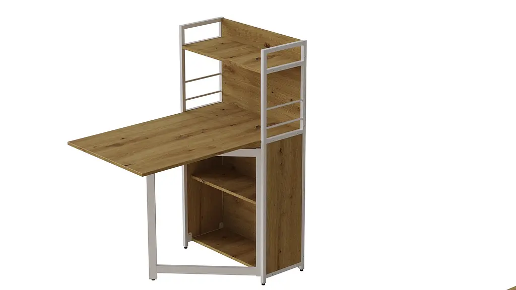 Стіл книжка з етажеркою Практик 1 Ferrum-decor 1200x640x990 Білий метал ДСП Дуб Артізан 16 мм (FRD-104623) - фото 4