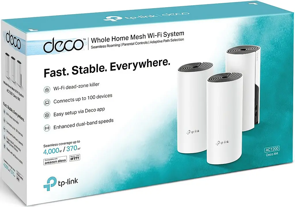 Система WiFi-Mesh Deco E4 AC1200, 2xFE LAN/WAN, 3мод TP-Link teh0017180 - фото 6