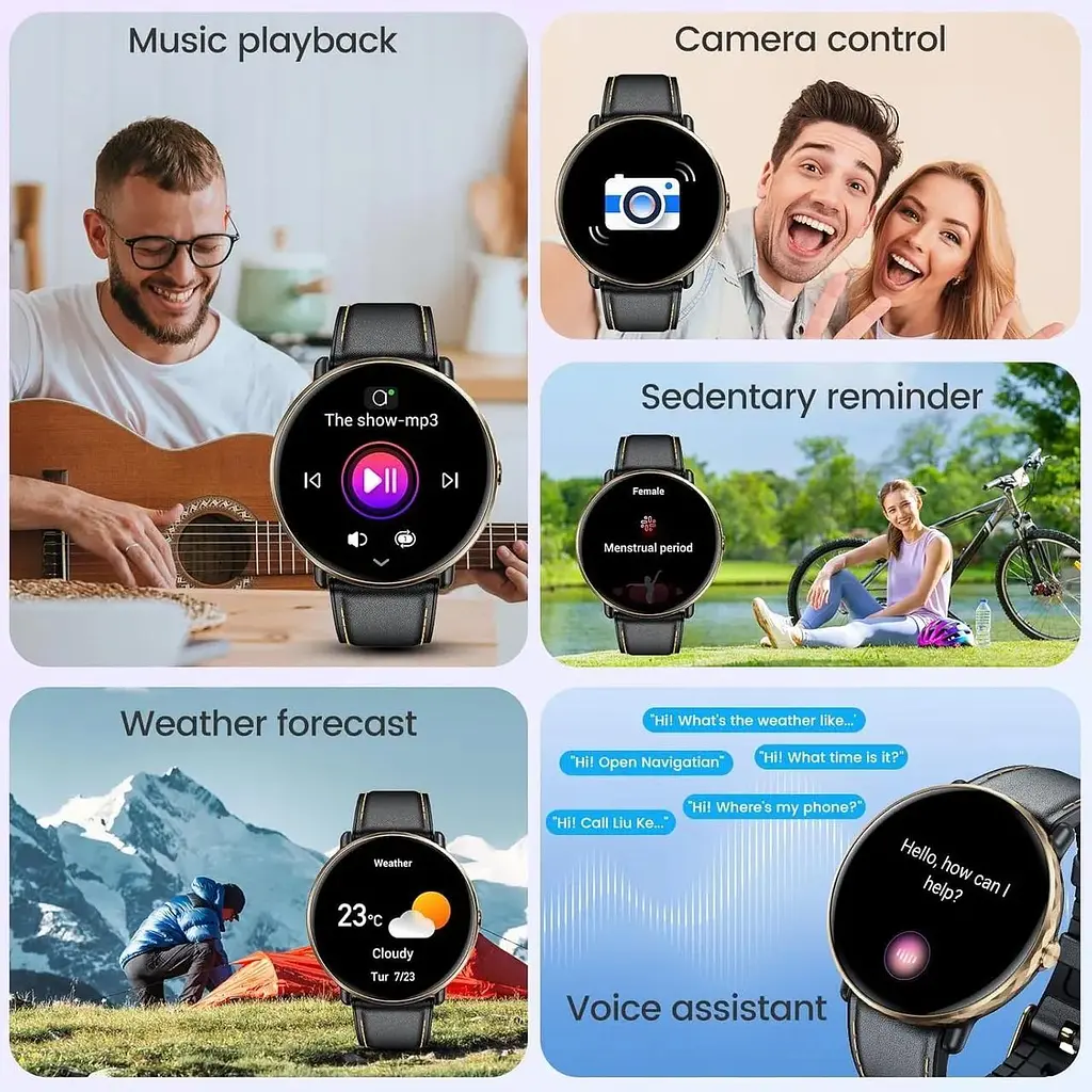 Розумний годинник для чоловіків і жінок з Bluetooth-дзвінком: 1.43" AMOLED-екран сумісний з Android - фото 7