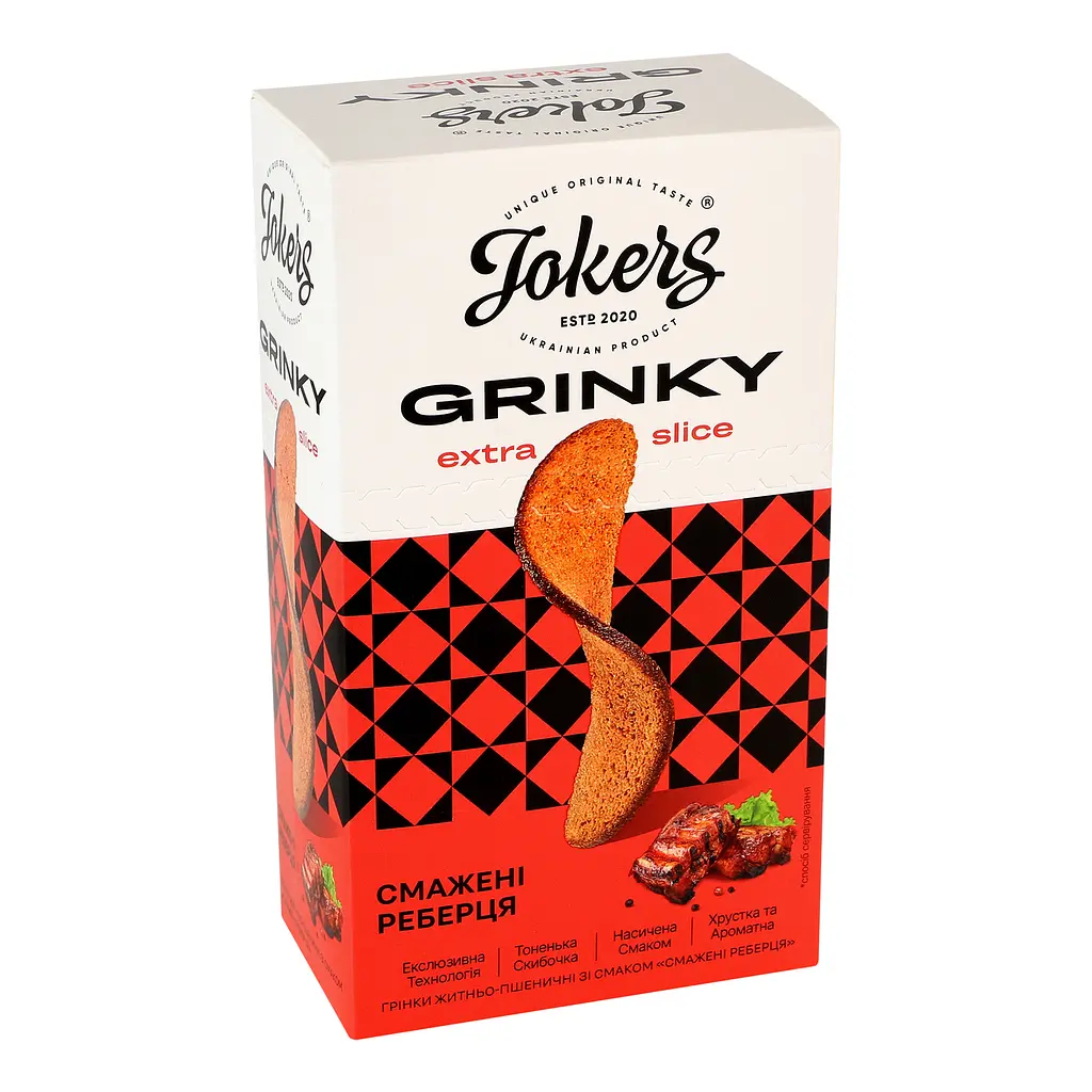Грінки Jokers Extra Slice житньо-пшеничні зі смаком смажені реберця 90 г - фото 2