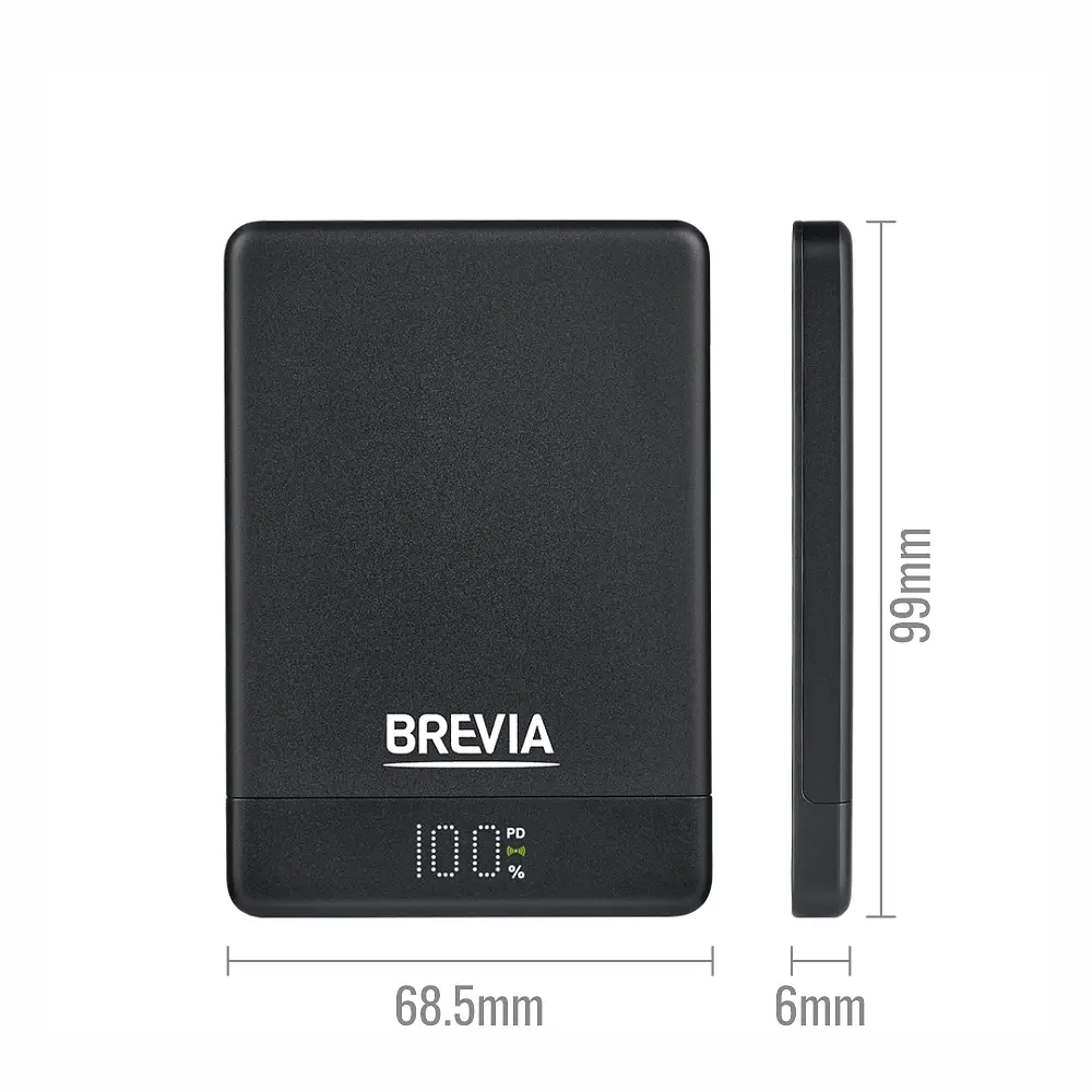 Повербанк (Power Bank) Brevia ePower 5000mAh MagSafe SuperSlim PD20W, Qі15W LCD чорний(45520MSB) - фото 3