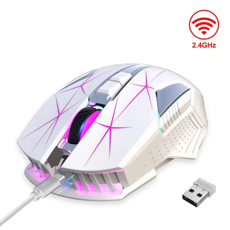 Миша бездротова з акумулятором та підсвіткою HXSJ T300 2,4 GHz White - фото 2