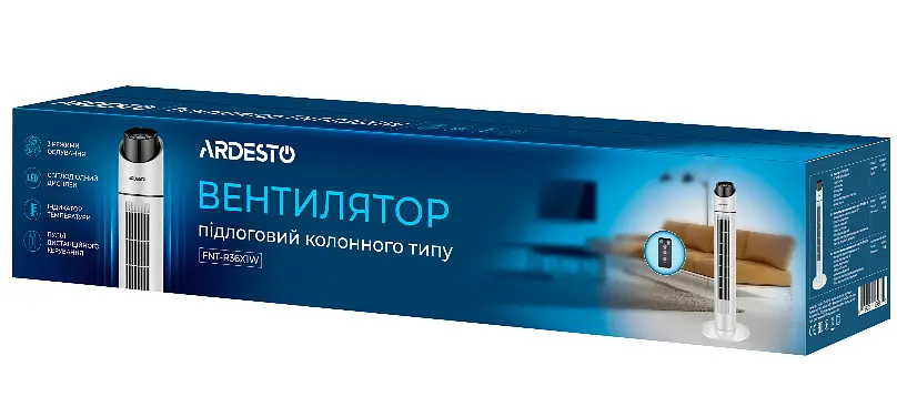 Вентилятор напольный колонного типа ARDESTO FNTR36X1W White 90см - фото 6