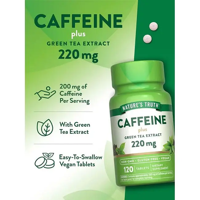 Кофеин и экстракт зеленого чая Nature's Truth Caffeine Plus Green Tea Extract 220 мг 120 таблеток (NTH-10059) - фото 4